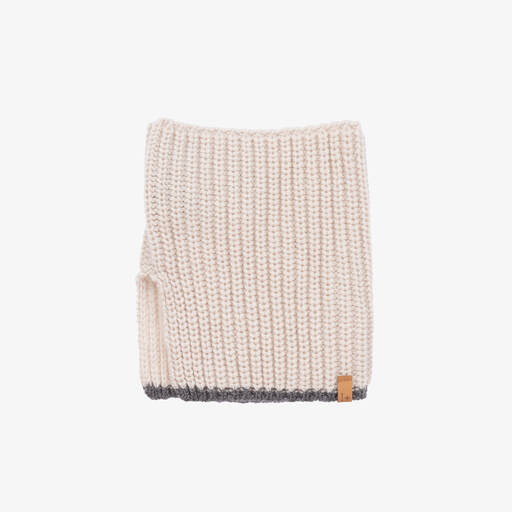 1 + in the family-Beige Merino Wool Rib Knit Snood | Childrensalon