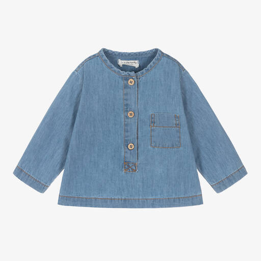 1 + in the family-Boys Blue Cotton Chambray Shirt | Childrensalon
