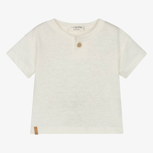 1 + in the family-Boys Ivory Linen T-Shirt | Childrensalon