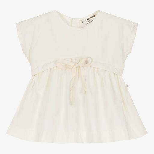 1 + in the family-Girls Ivory Cotton Poplin Dress | Childrensalon