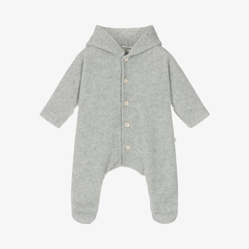 1 + in the family-Grey Bamboo Fleece Pramsuit | Childrensalon