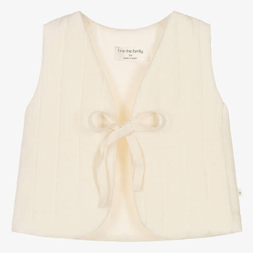 1 + in the family-Ivory Cotton Cheesecloth Baby Gilet | Childrensalon