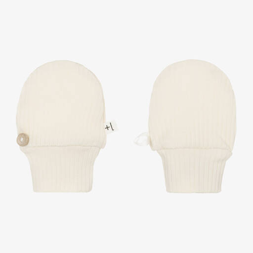 1 + in the family-Ivory Cotton & Modal Baby Scratch Mittens | Childrensalon