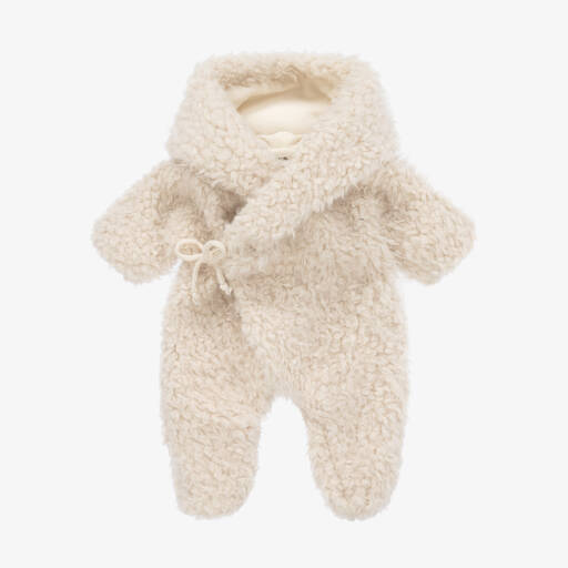 1 + in the family-Ivory Sherpa Fleece Pramsuit | Childrensalon