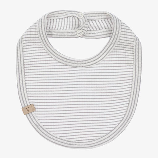 1 + in the family-White & Grey Stripe Baby Bib | Childrensalon