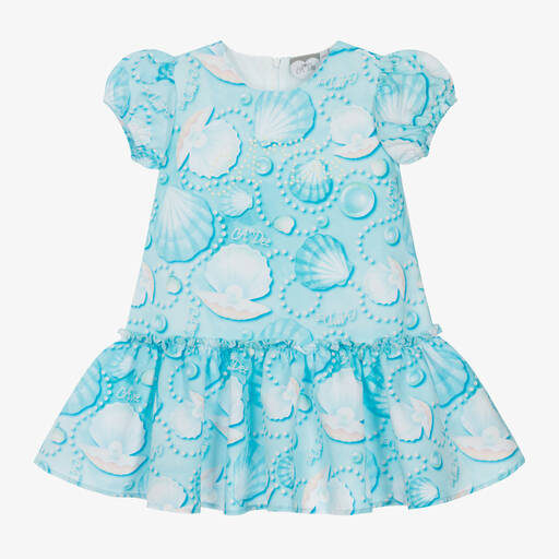 A Dee-Girls Blue Seashell & Pearl Dress | Childrensalon