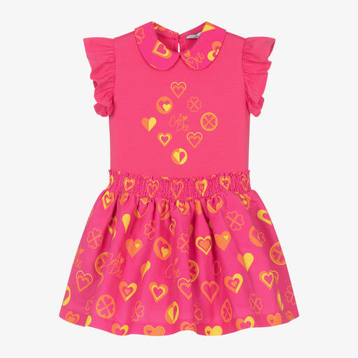A Dee-Girls Pink Cotton Heart Dress | Childrensalon