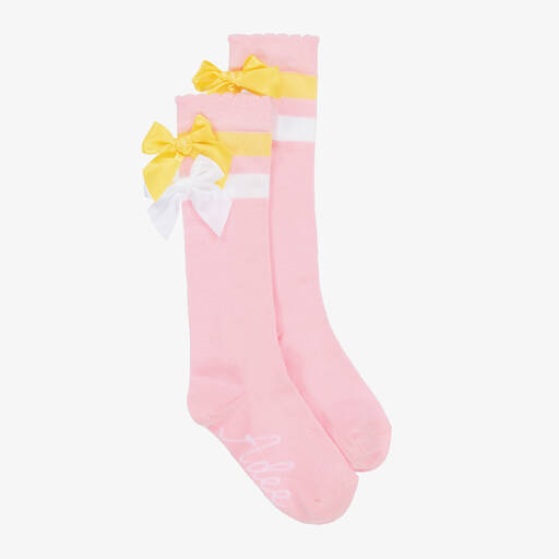 A Dee-Girls Pink Cotton Knee-High Socks | Childrensalon