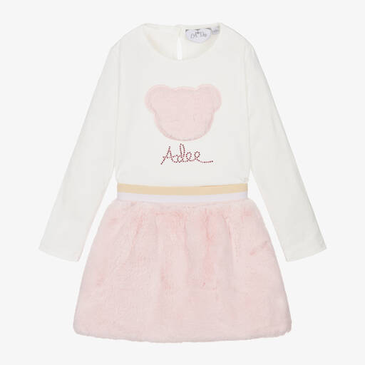 A Dee-Girls Pink Faux Fur Skirt Set | Childrensalon