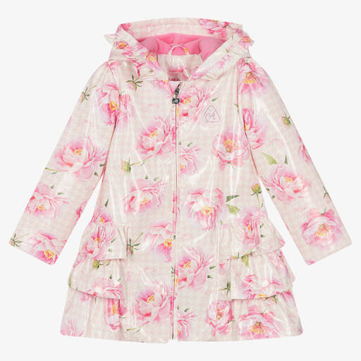 A Dee-Girls Pink Floral Frilled Raincoat | Childrensalon