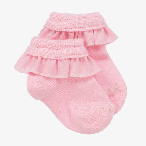 A Dee-Girls Pink Frilly Cotton Socks | Childrensalon