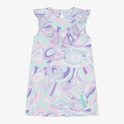 A Dee-Girls Purple Cotton Abstract Dress | Childrensalon