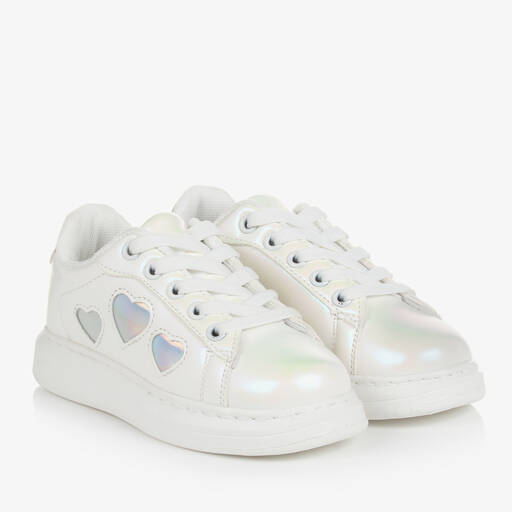 A Dee-Girls White Iridescent Lace-Up Trainers | Childrensalon