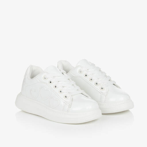 A Dee-Girls White Patent Faux Leather Trainers | Childrensalon