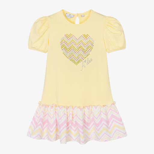 A Dee-Girls Yellow Cotton Heart Dress | Childrensalon