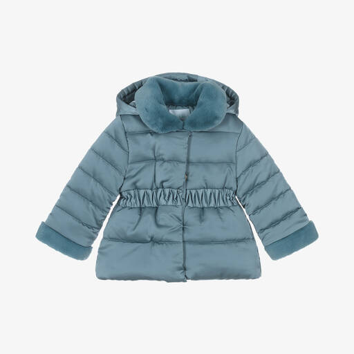 Abel & Lula-Girls Blue Puffer Jacket | Childrensalon