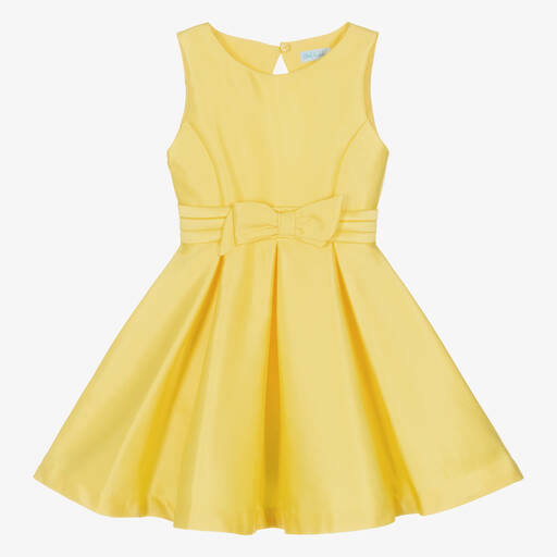 Abel & Lula-Girls Bright Yellow Satin Twill Dress | Childrensalon