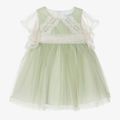 Abel & Lula-Girls Green Tulle & Lace Dress | Childrensalon