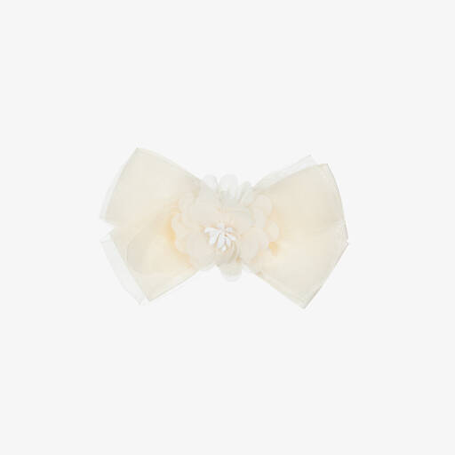Abel & Lula-Girls Ivory Flower Bow Hairclip (12cm) | Childrensalon