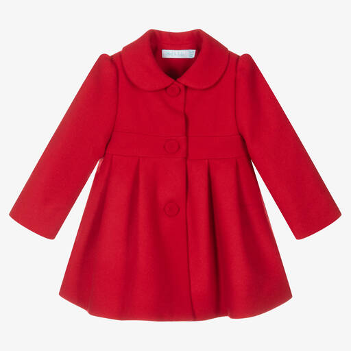 Abel & Lula-Girls Red Wool Coat | Childrensalon