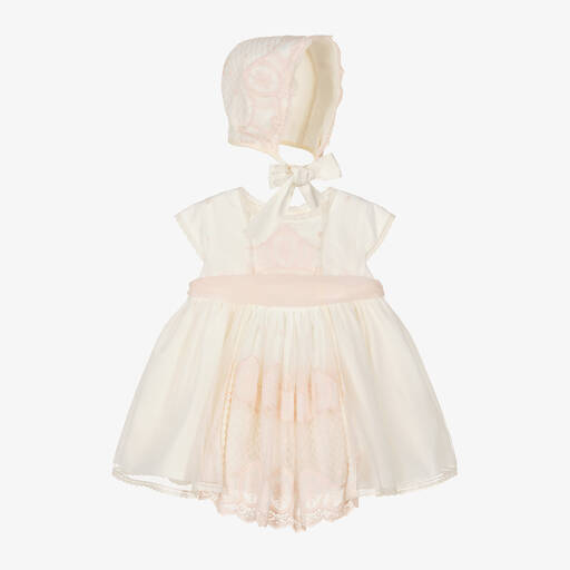 Abuela Tata-Girls Ivory & Pink Tulle Dress Set | Childrensalon