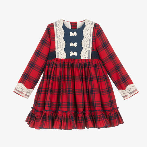 Abuela Tata-Girls Red Tartan Dress | Childrensalon