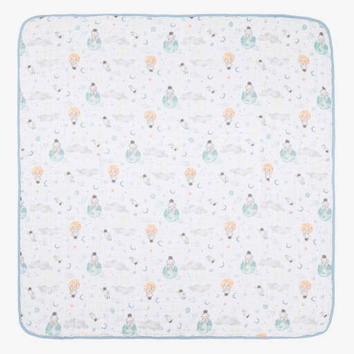 aden + anais-Бело-голубое одеяло из муслина (105см) | Childrensalon
