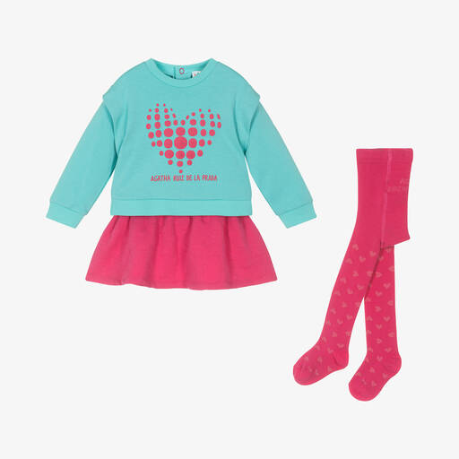 Agatha Ruiz de la Prada-Girls Blue & Pink Cotton Skirt Set | Childrensalon