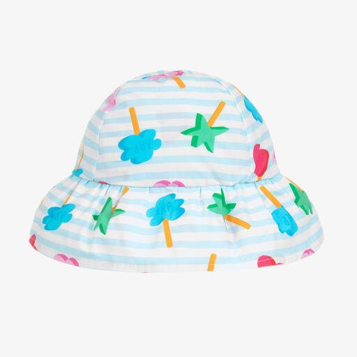 Agatha Ruiz de la Prada-Girls Blue Stripe Cotton Lollipop Hat | Childrensalon