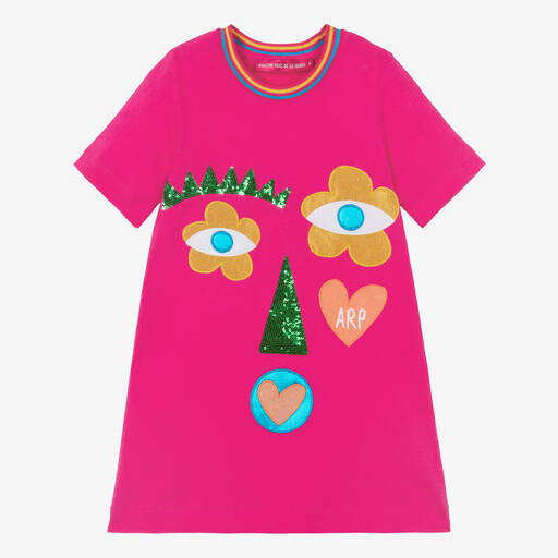 Agatha Ruiz de la Prada-Girls Fuchsia Pink Cotton T-Shirt Dress | Childrensalon