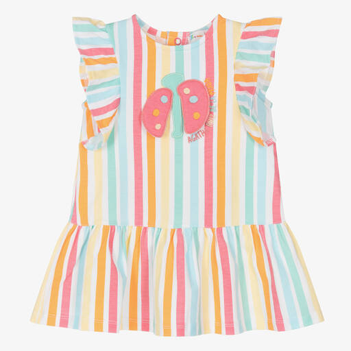 Agatha Ruiz de la Prada-Girls Multicolour Stripe Cotton Dress | Childrensalon