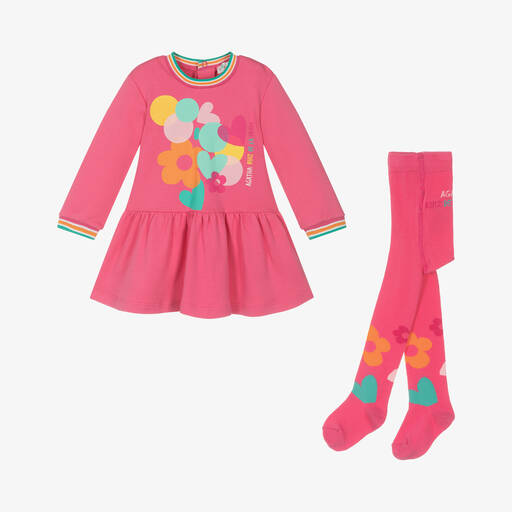 Agatha Ruiz de la Prada-Girls Pink Cotton Shapes Dress Set | Childrensalon