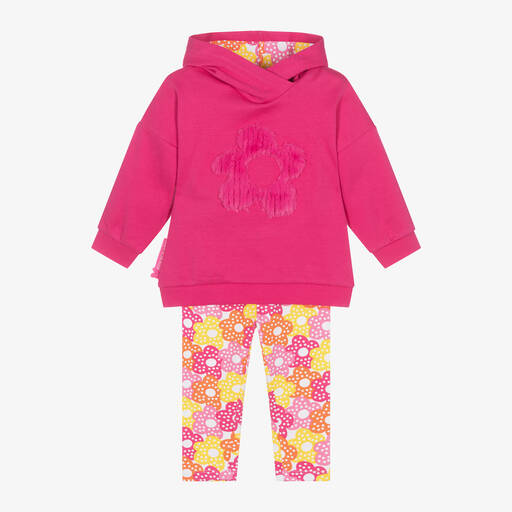 Agatha Ruiz de la Prada-Girls Pink Floral Print Cotton Leggings Set | Childrensalon