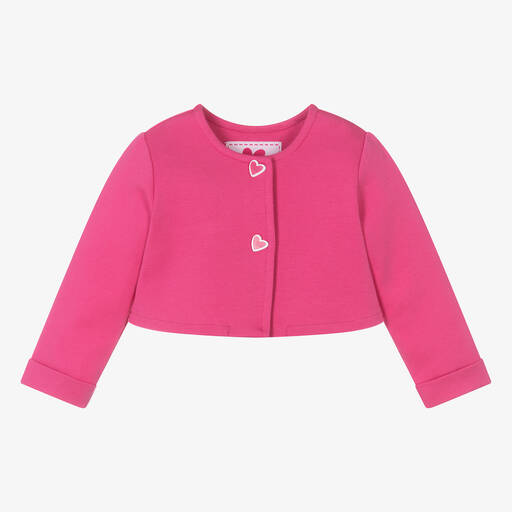 Agatha Ruiz de la Prada-Girls Pink Flower Cotton Cardigan  | Childrensalon