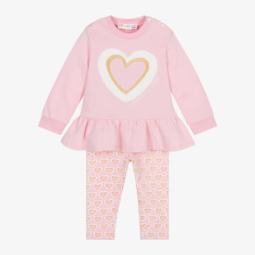 Agatha Ruiz de la Prada-Girls Pink Heart Leggings Set | Childrensalon