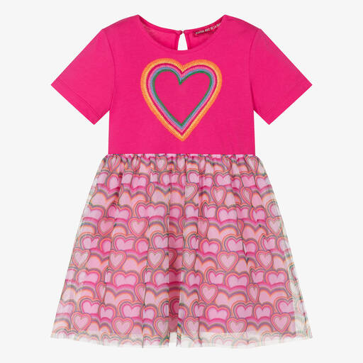 Agatha Ruiz de la Prada-Girls Pink Heart Tulle Dress | Childrensalon