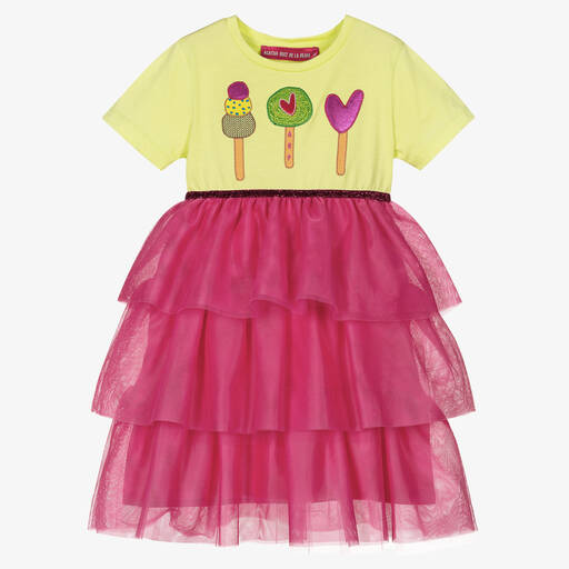 Agatha Ruiz de la Prada-Girls Pink Ice Cream Cotton Tulle Dress | Childrensalon