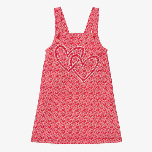 Agatha Ruiz de la Prada-Girls Red Cotton Heart Print Dress | Childrensalon