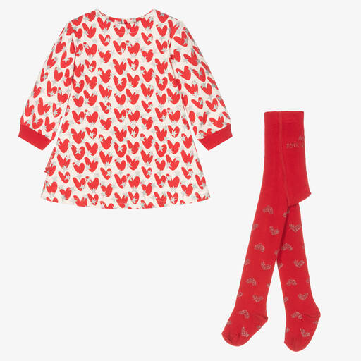 Agatha Ruiz de la Prada-Girls Red Jersey Dress & Tights Set | Childrensalon