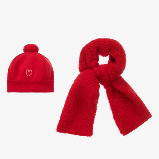 Agatha Ruiz de la Prada-Красная шапка с помпоном и шарф | Childrensalon