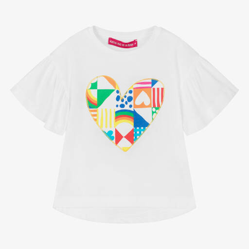 Agatha Ruiz de la Prada-Girls White Cotton Abstract Heart T-Shirt | Childrensalon
