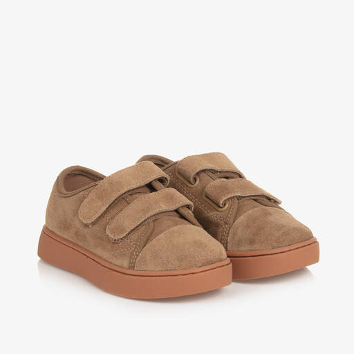 Age of Innocence-Boys Beige Suede Leather Velcro Trainers | Childrensalon