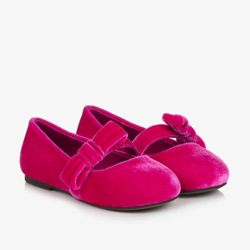 Age of Innocence-Girls Fuchsia Pink Velvet Shoes | Childrensalon