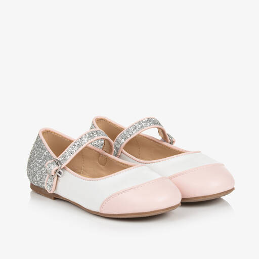 Age of Innocence-Girls Pink & Silver Leather Bar Shoes | Childrensalon