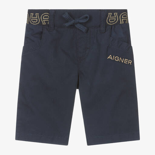 AIGNER-Baby Boys Blue Cotton Bermuda Shorts | Childrensalon