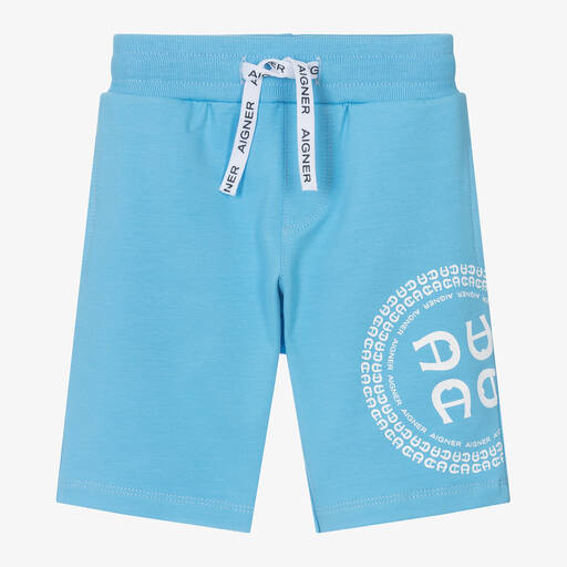 AIGNER-Baby Boys Blue Cotton Jersey Shorts | Childrensalon
