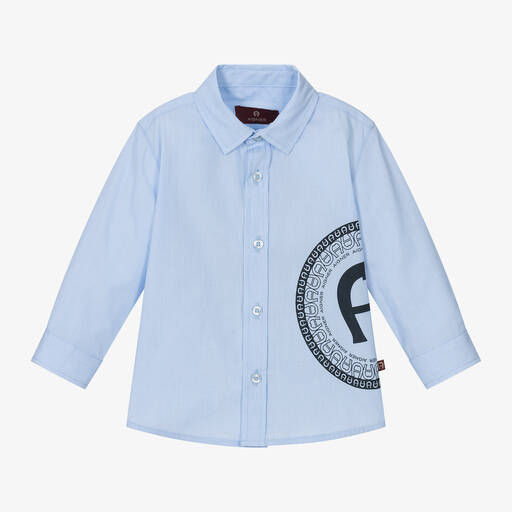 AIGNER-Baby Boys Blue Cotton Shirt | Childrensalon