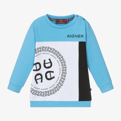 AIGNER-Baby Boys Blue Cotton Sweatshirt | Childrensalon