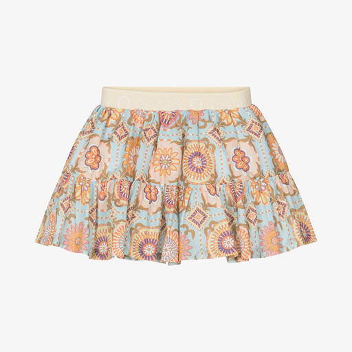 AIGNER-Baby Girls Blue Cotton Tile Print Skirt | Childrensalon