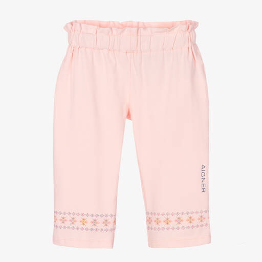AIGNER-Baby Girls Pink Cotton Jersey Trousers  | Childrensalon